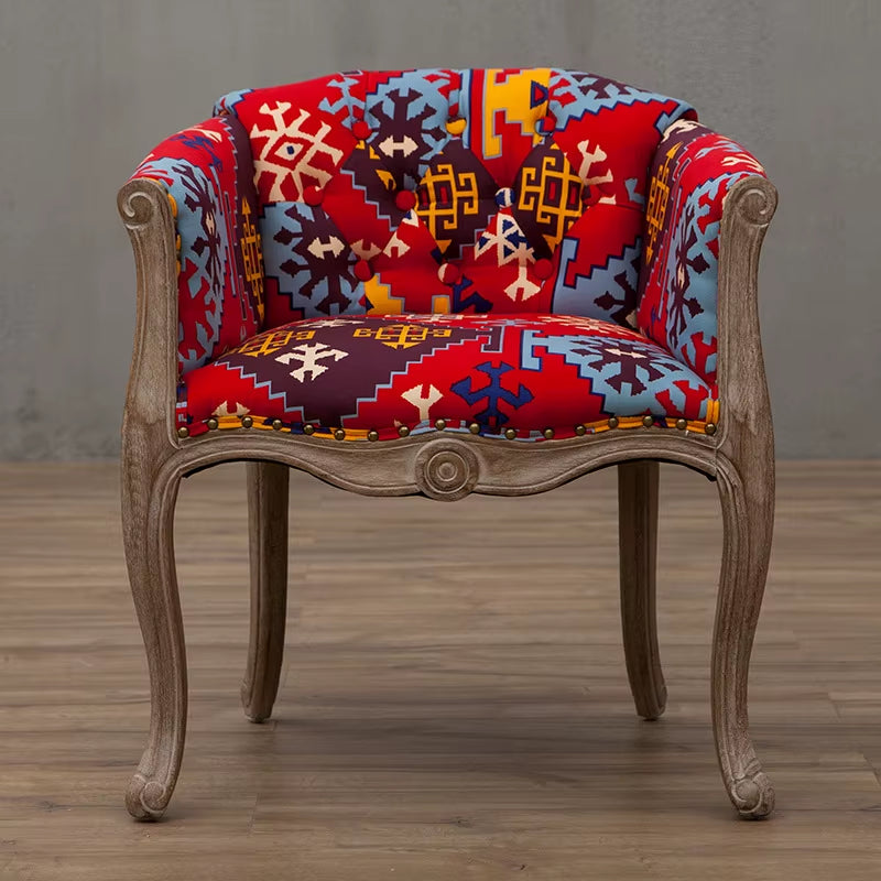 Joylove Leisure Sofa Chair Solid Wood Antique Study Chair European Hotel Dining Chair American Desk Single Balcony Chair