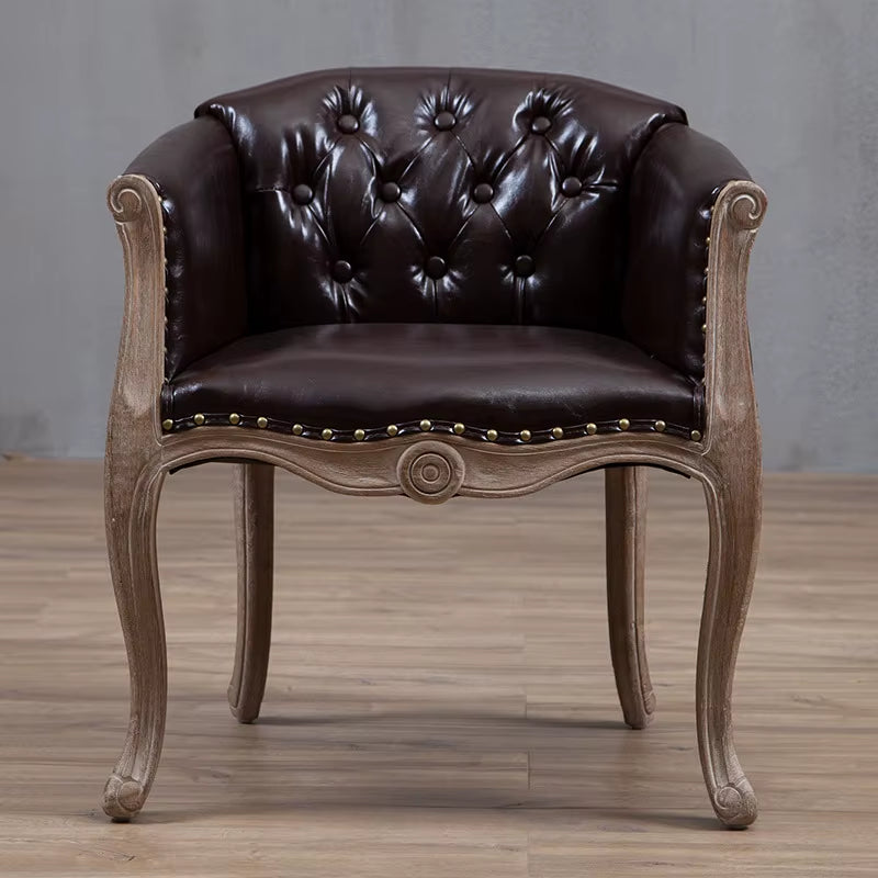 Joylove Leisure Sofa Chair Solid Wood Antique Study Chair European Hotel Dining Chair American Desk Single Balcony Chair