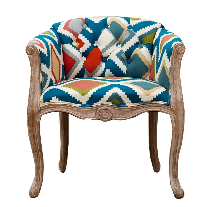 Joylove Leisure Sofa Chair Solid Wood Antique Study Chair European Hotel Dining Chair American Desk Single Balcony Chair