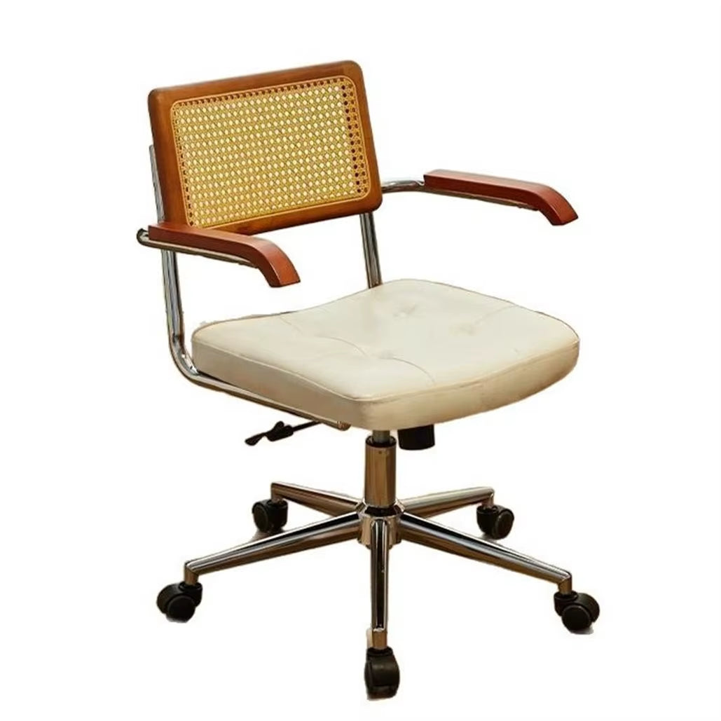 Rattan Solid Wood Office Chair Internet Celebrity Retro Rattan Chair Computer Chair Home Lift Swivel Chair Student Study Chair
