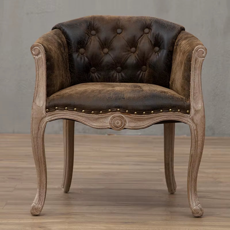 Joylove Leisure Sofa Chair Solid Wood Antique Study Chair European Hotel Dining Chair American Desk Single Balcony Chair