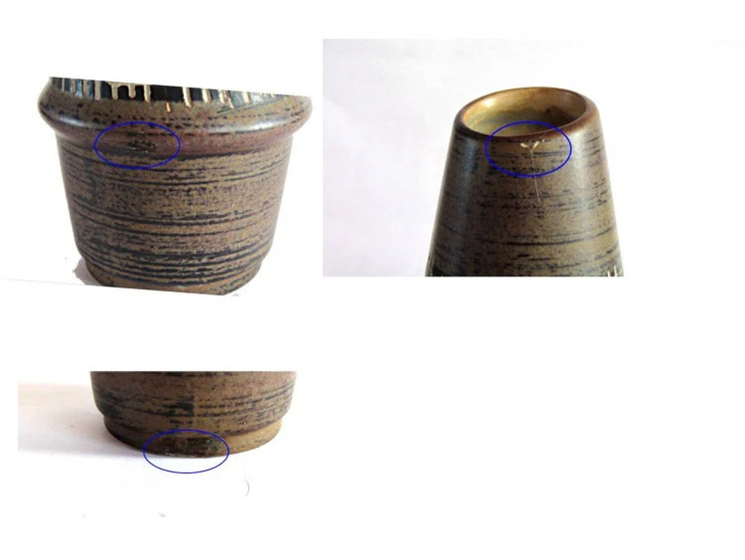Ceramic Vase. Vintage Vase. Pottery Vase. Brown Pottery. Small Vase. Bud Vase. Brown Vase. Textured Vase. Diagonal Vase.